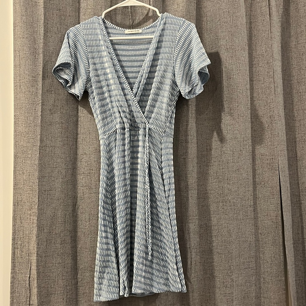 Blue and white dress